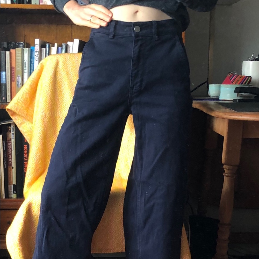 Everlane Navy wideleg cropped chinos size 0